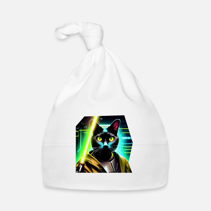 Cat with lightsaber Organic Baby Cap