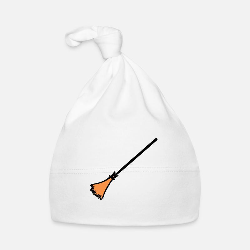 Broom, hand-drawn: cleaning lady, garbage man. Organic Baby Cap