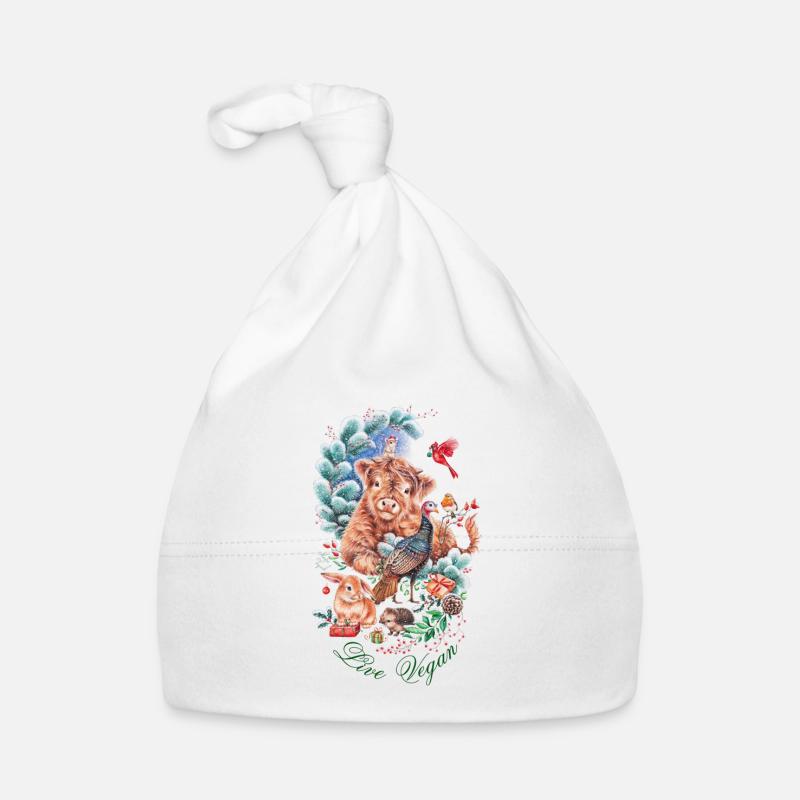 Live Vegan avec texte vert Bonnet bio Bébé