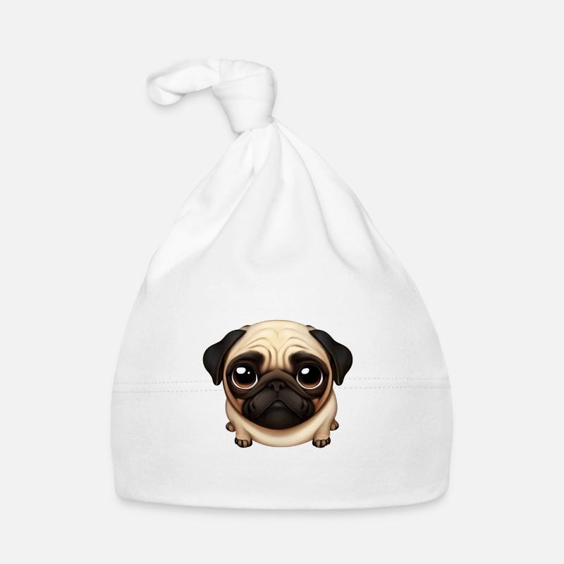 Mops-Liebe-Design - Baby Bio-Mütze - Weiß