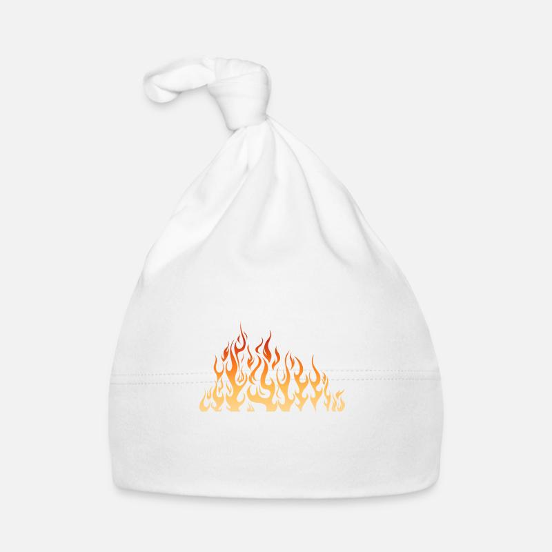 feu flamme flame 2905 C - Bonnet bio Bébé - blanc