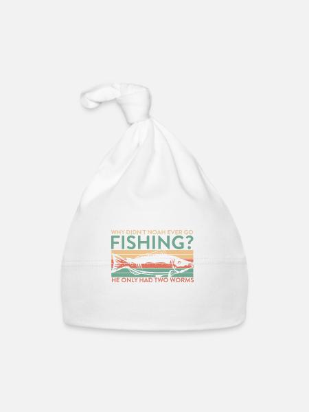 Why Didn't Noah Ever Go Fishing He Had Two Worms - Baby Bio-Mütze - Weiß - Vorne