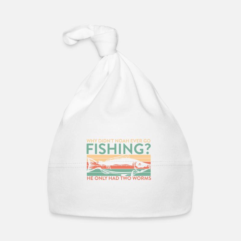 Why Didn't Noah Ever Go Fishing He Had Two Worms - Baby Bio-Mütze - Weiß