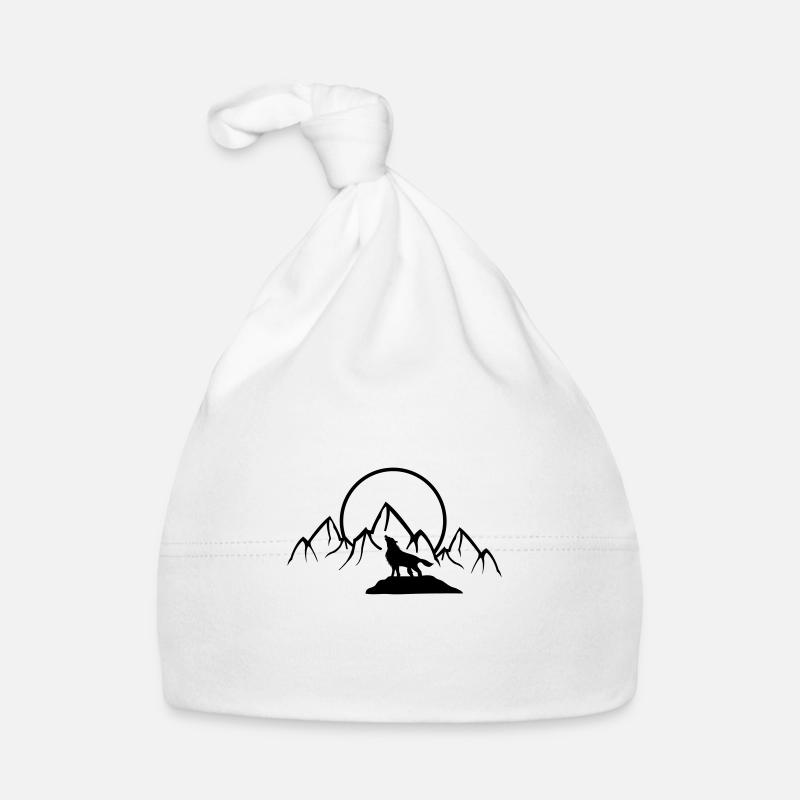 wolf mountains full moon Organic Baby Cap