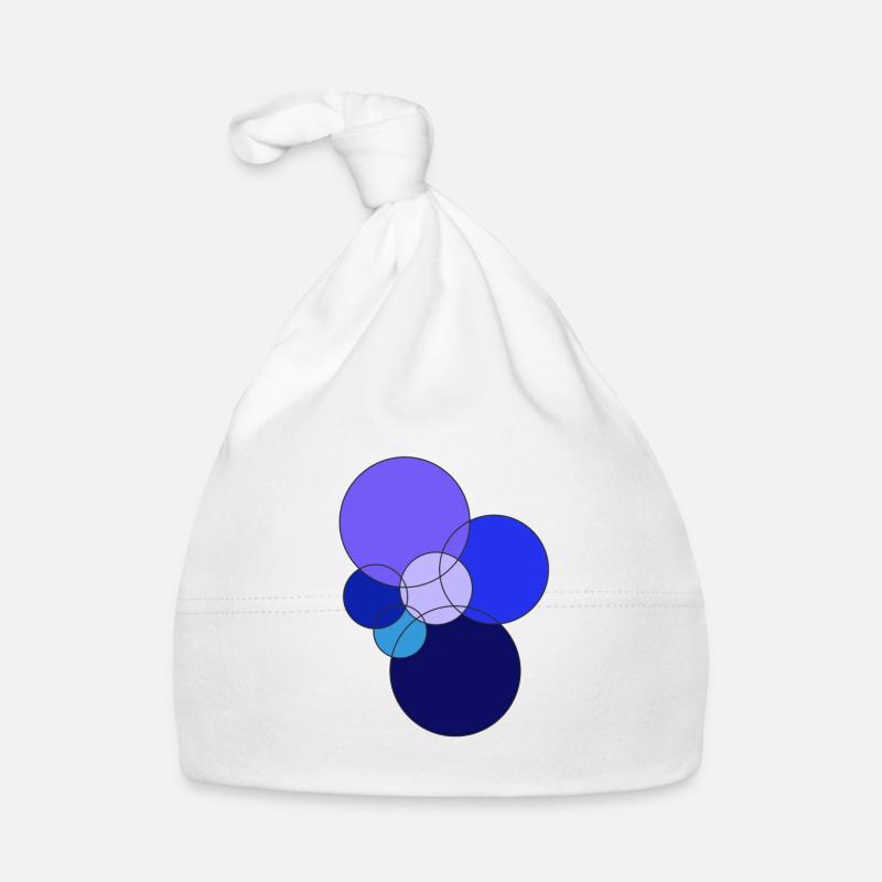 cercles bleus - Bonnet bio Bébé - blanc