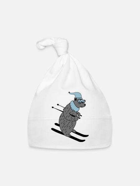 ski baer 02 - Baby Bio-Mütze - Weiß - Vorne