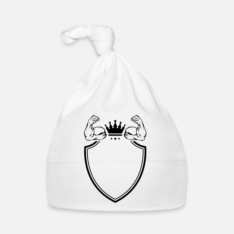 muscles arm biceps coat of arms empty Organic Baby Cap