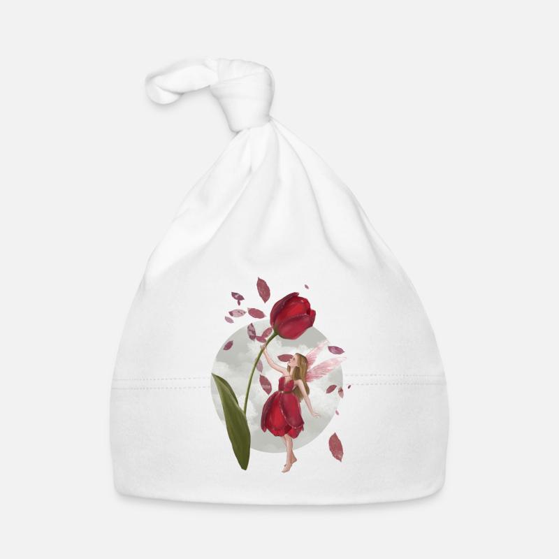 Idée cadeau fée des fleurs - Bonnet bio Bébé - blanc