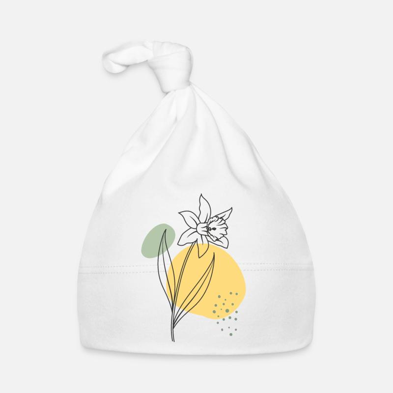 Hand Drawn Flower 7 Organic Baby Cap