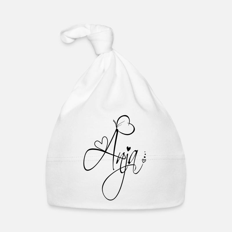 Anja Last name First name Girl Calligraphy Decor Organic Baby Cap