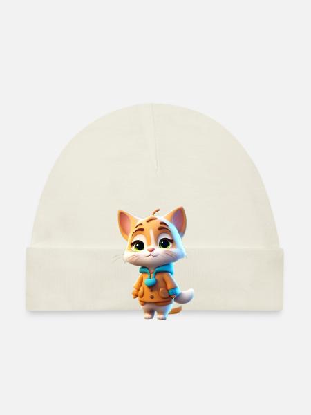 chat mignon d'automne - Bonnet bio Bébé - blanc - Devant
