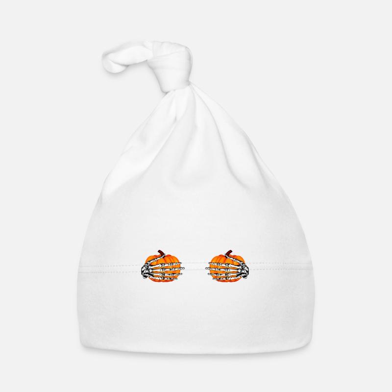 Pumpkin Skeleton Hands Organic Baby Cap