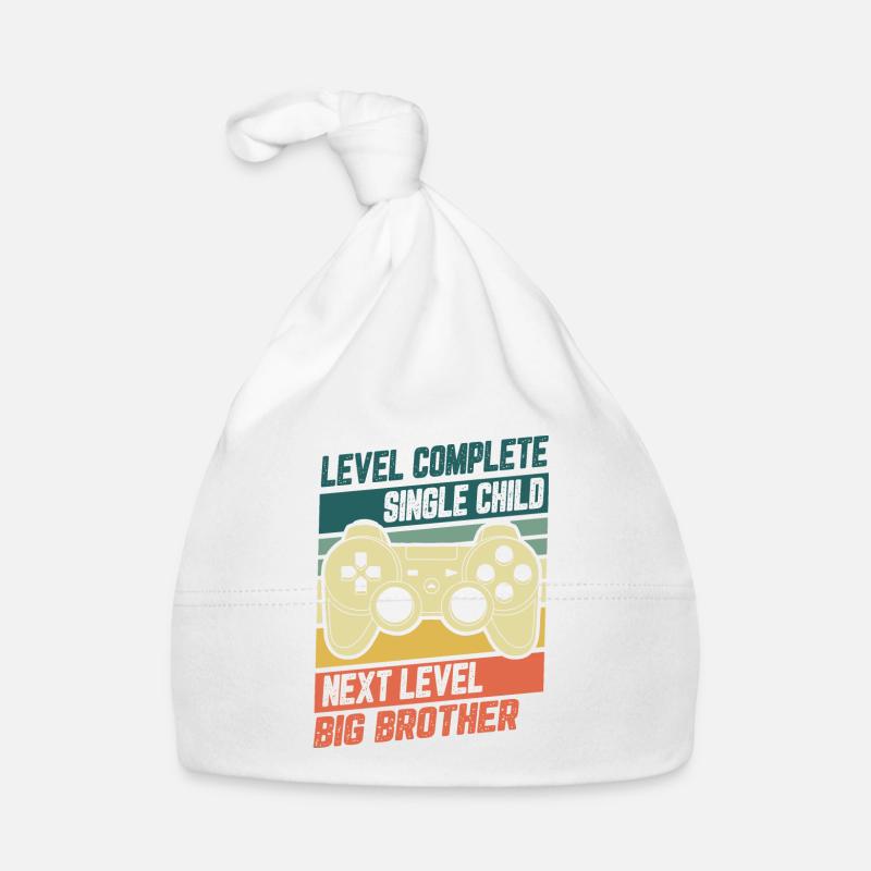 Level Complete Einzelkind Bruder Geburt Geschenk - Baby Bio-Mütze - Weiß