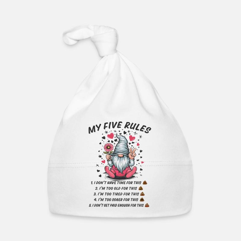 5 Regeln von einem lustigen Gnom Baby Bio-Mütze