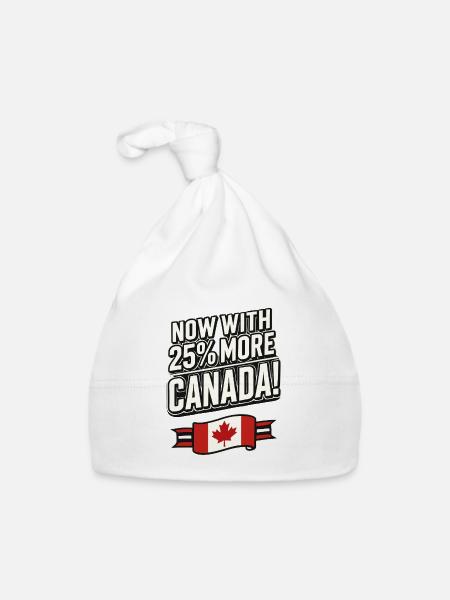 Maintenant avec 25 % plus de Canada – Satire des tarifs commerciaux - Bonnet bio Bébé - blanc - Devant