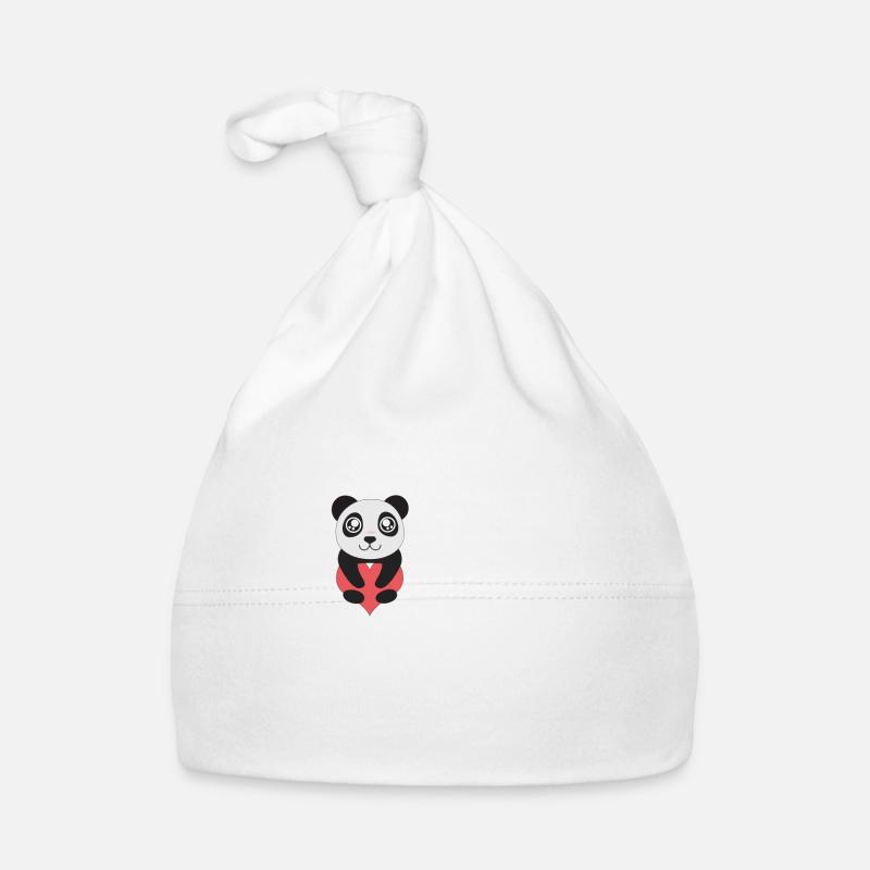 J'aime le cadeau panda Saint Valentin - Bonnet bio Bébé - blanc