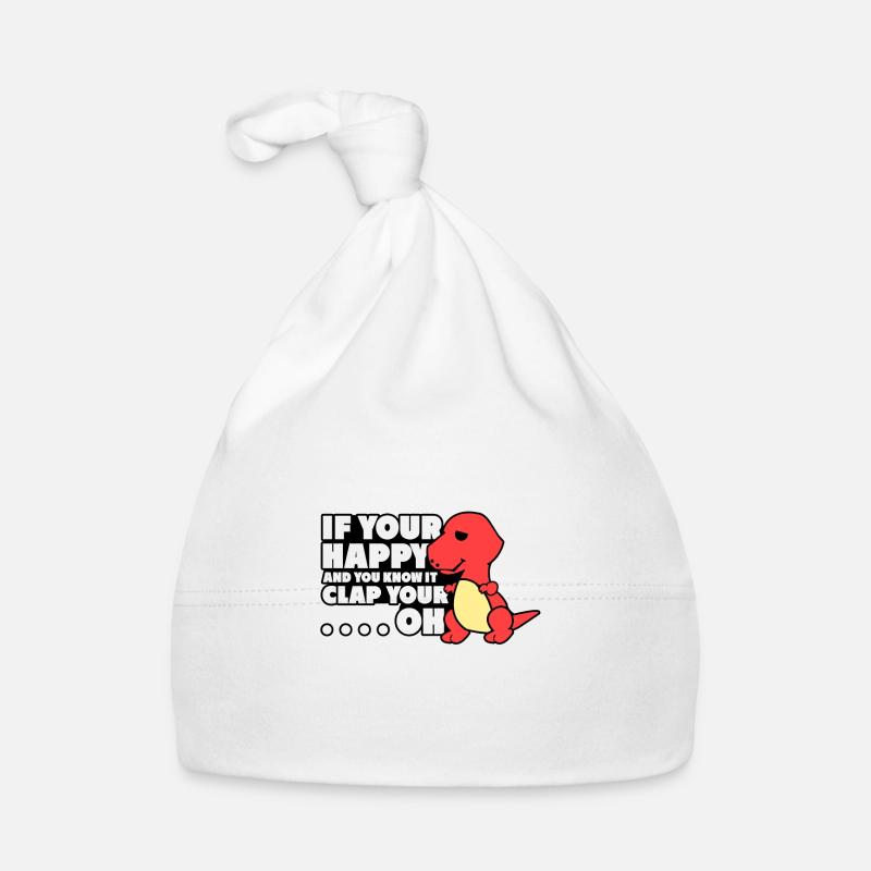 happy clap hands gift animal dino bad luck Organic Baby Cap