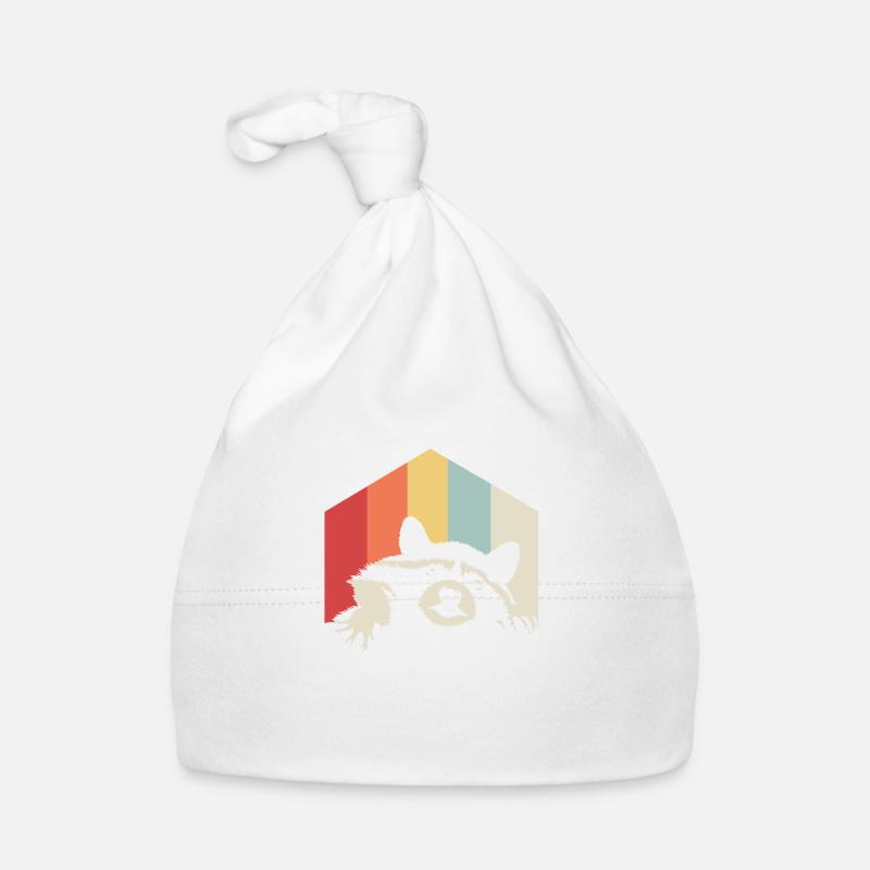 Waschbär Retro bunt Farben Geschenk Wald Natur Baby Bio-Mütze