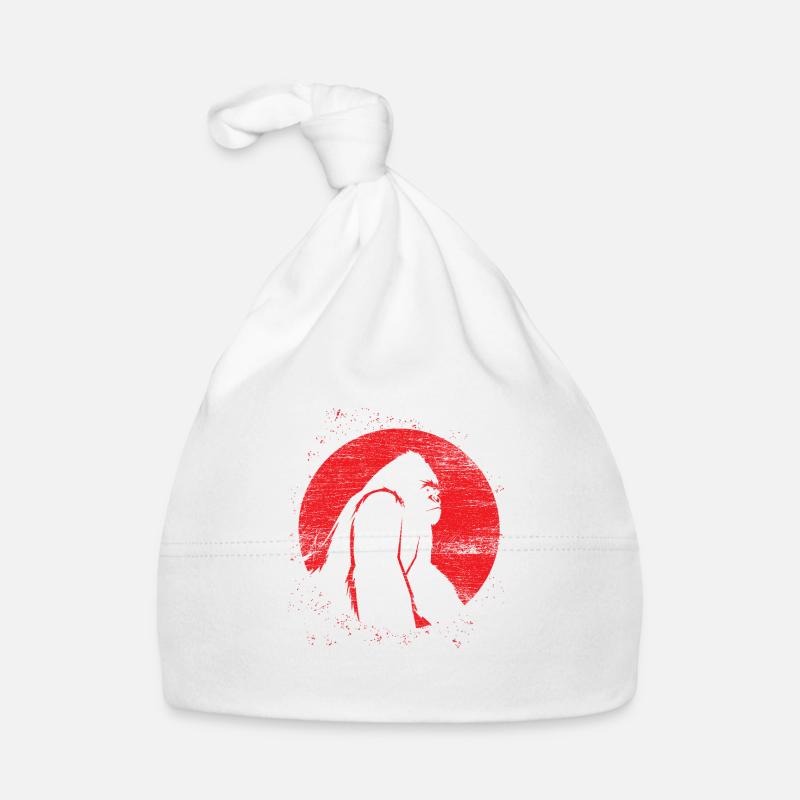 Affe Gorilla Mond Primat Tier Geschenk - Baby Bio-Mütze - Weiß