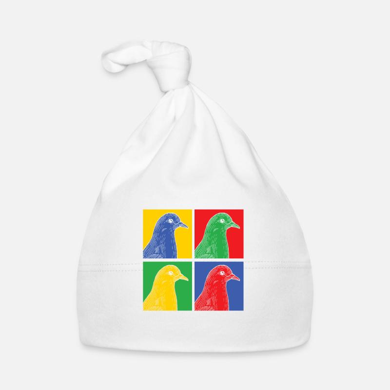 Pigeons Pop Art Bird Animal Peace Gift Peace Organic Baby Cap