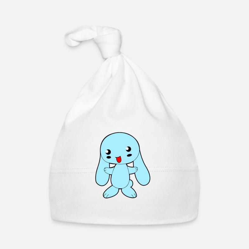 Hellblauer Schlappohrhase Baby Bio-Mütze