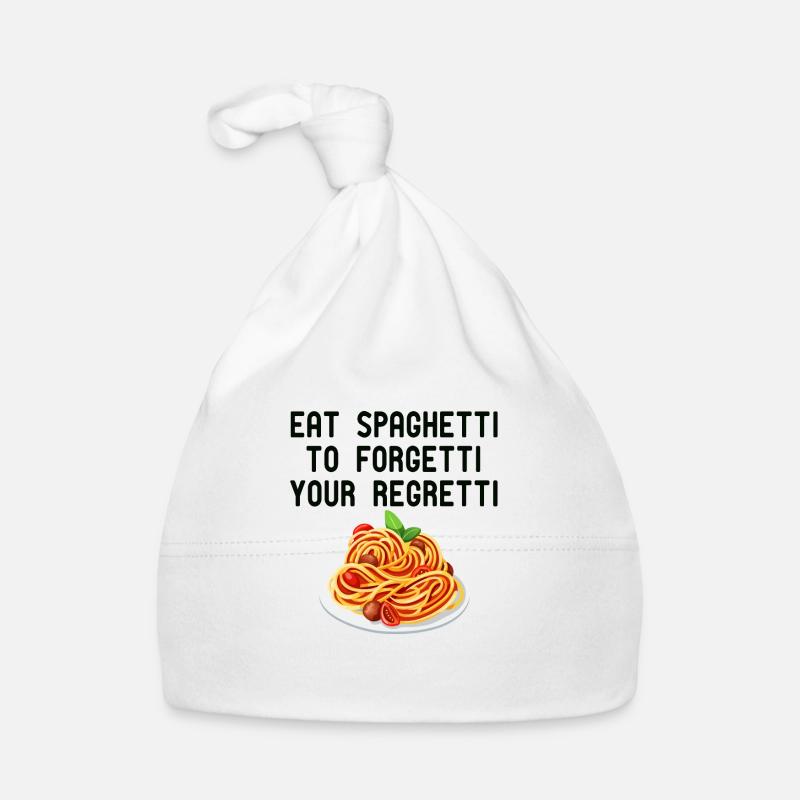Essen Sie Spaghetti, um Ihr Regretti-lustiges Essen zu vergessen Baby Bio-Mütze