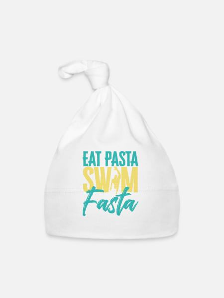 Eat Pasta Swim Fasta Funny Swimming - Baby Bio-Mütze - Weiß