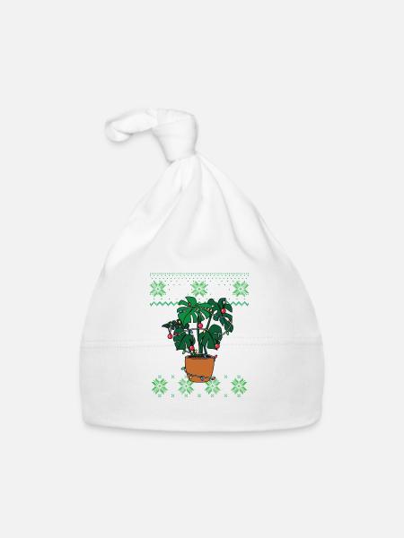 Monstera Ugly Christmas Style Plants - Organic Baby Cap - white - Front