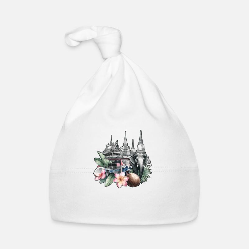 Temple thaïlandais éléphant pagode de Bangkok Bonnet bio Bébé