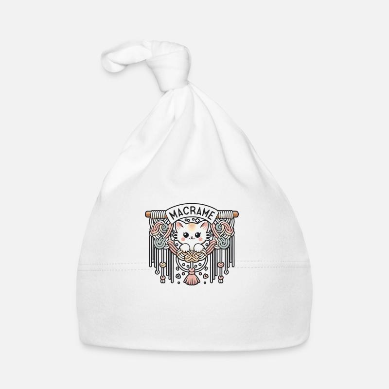Drôle de macramé chat artiste macramé Bonnet bio Bébé