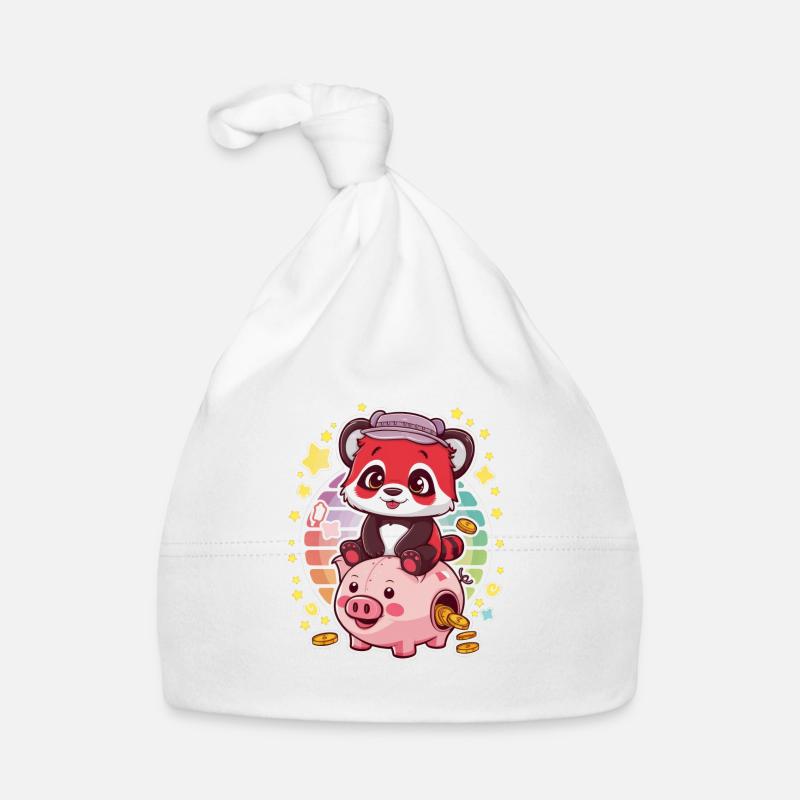 Panda Kawaii Rouge avec Tirelire Bonnet bio Bébé