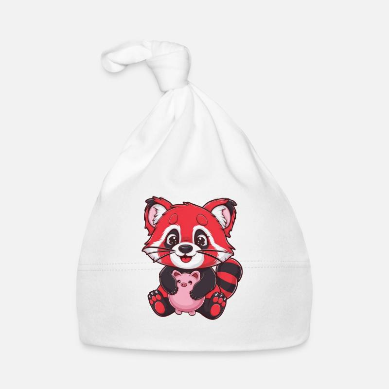 Panda Kawaii Rouge avec Tirelire Bonnet bio Bébé