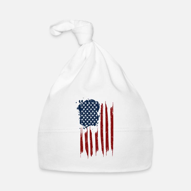 Drapeau américain - drapeau américain - Bonnet bio Bébé - blanc