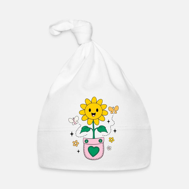 Design de poche de tournesol à ondes positives Bonnet bio Bébé
