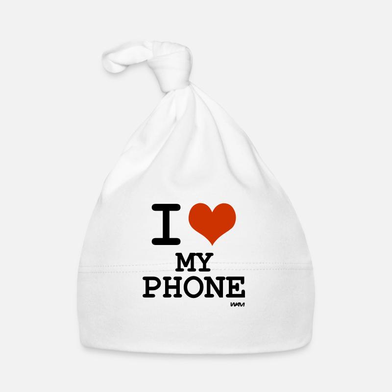 j'aime mon téléphone par wam - Bonnet bio Bébé - blanc