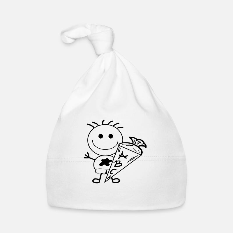 Schulkind Strichmännchen - Baby Bio-Mütze - Weiß