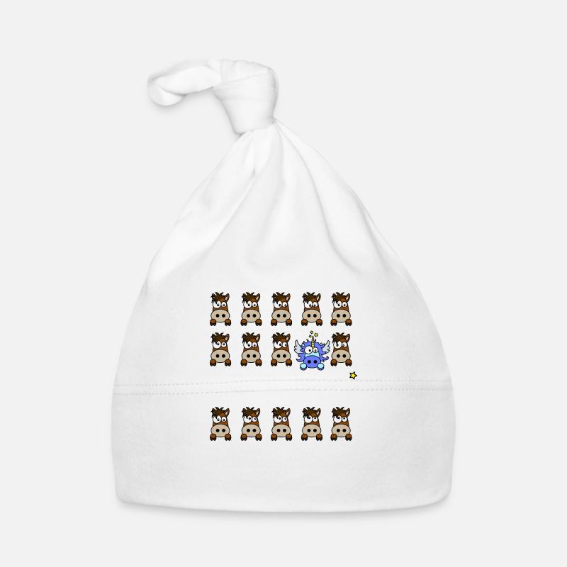 Licorne Bleu - Be Different, WT - Bonnet bio Bébé - blanc