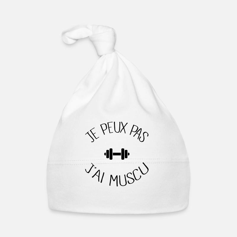 Je peux pas j'ai Muscu - Bonnet bio Bébé - blanc