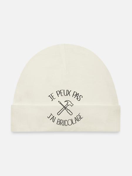Je peux pas j'ai Bricolage - Bonnet bio Bébé - blanc - Devant