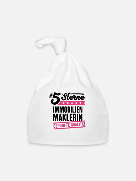 5Sterne Immobilienmaklerin - Baby Bio-Mütze - Weiß - Vorne