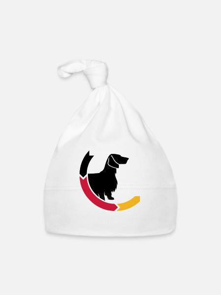 Dackel Langhaar 2 Deutschland 3c - Baby Bio-Mütze - Weiß - Vorne