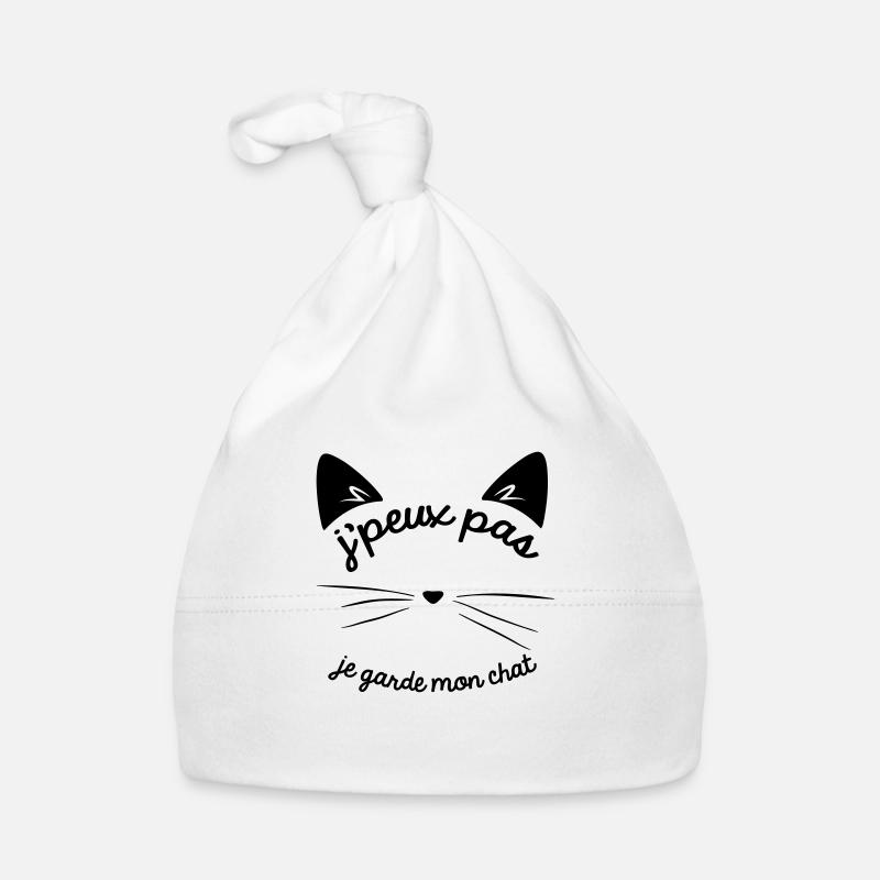 Je peux pas je garde mon chat - Bonnet bio Bébé - blanc
