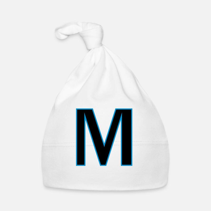 lettre M vecteur - Bonnet bio Bébé - blanc