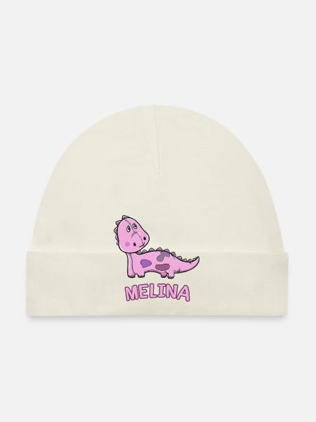 Dinosaur funny child melina birthday gift - Organic Baby Cap - white - Front
