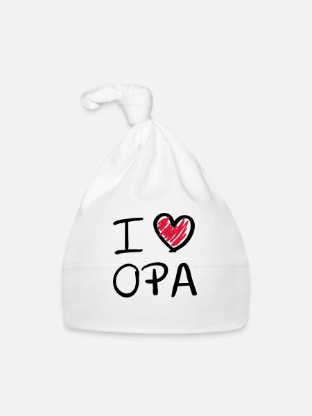 i Love Opa - Baby Bio-Mütze - Weiß - Vorne