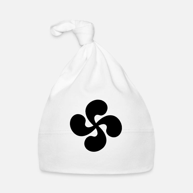 Black Basque Cross alone - Organic Baby Cap - white