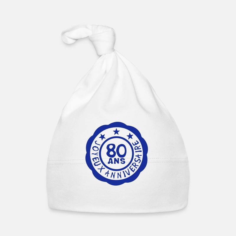 80 ans anniversaire joyeux logo tampon - Bonnet bio Bébé - blanc