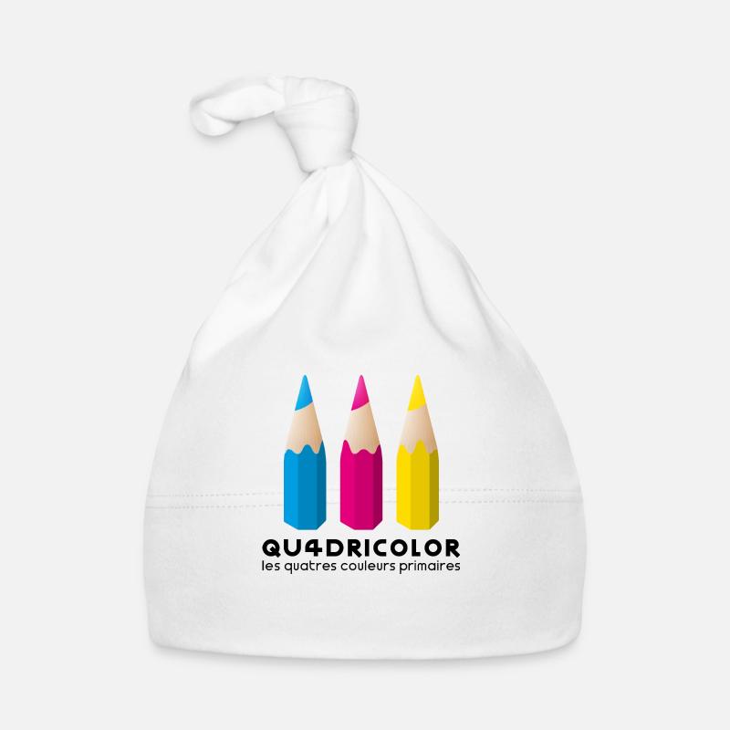 Quadricolor - Texte sombre - Bonnet bio Bébé - blanc