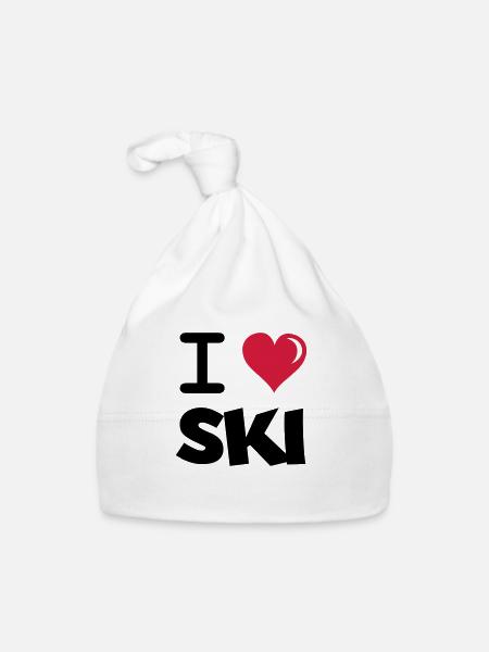 i_love_ski - Baby Bio-Mütze - Weiß - Vorne