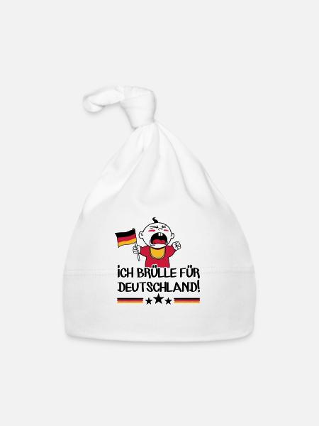 Ich brülle für Deutschland - Baby Bio-Mütze - Weiß - Vorne